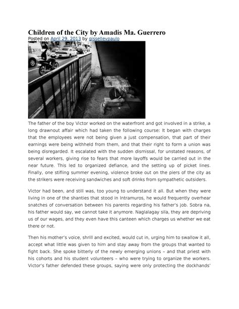 children of the city by amadis ma. guerrero|Book Review: Children of the City by Amadis Ma. Guerrero.